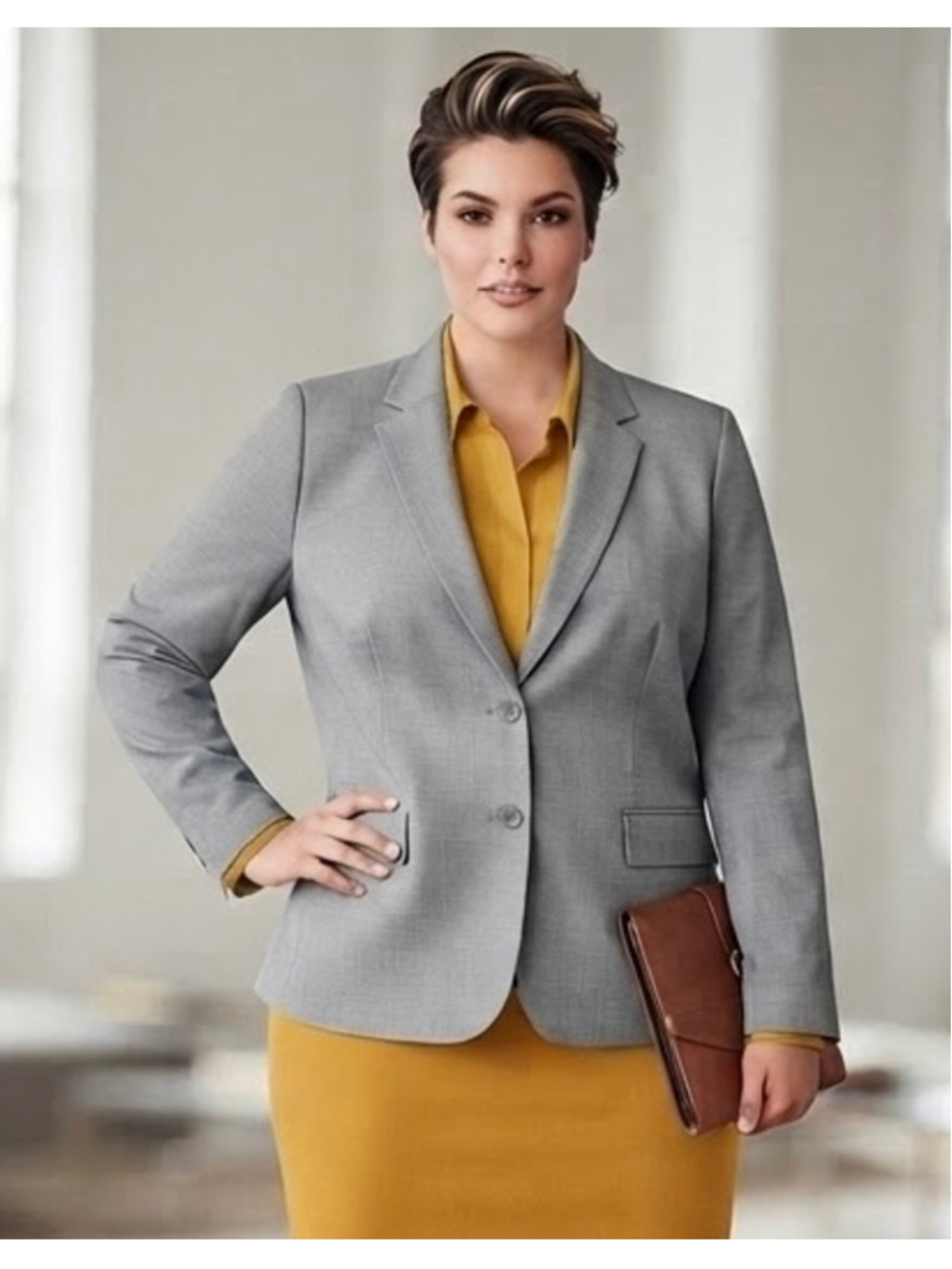 Talbots Light Grey Blazer Jacket Size 20W Wool Blend Neutral Office Stretch